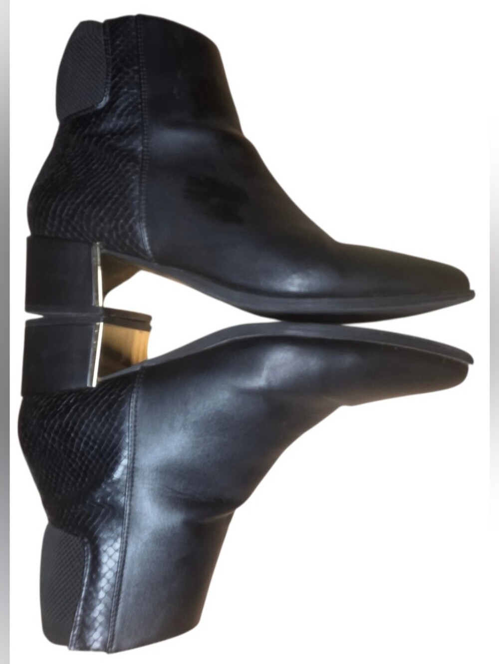 Gold Accent Heel Ankle Boots w/Side Zip Size 11